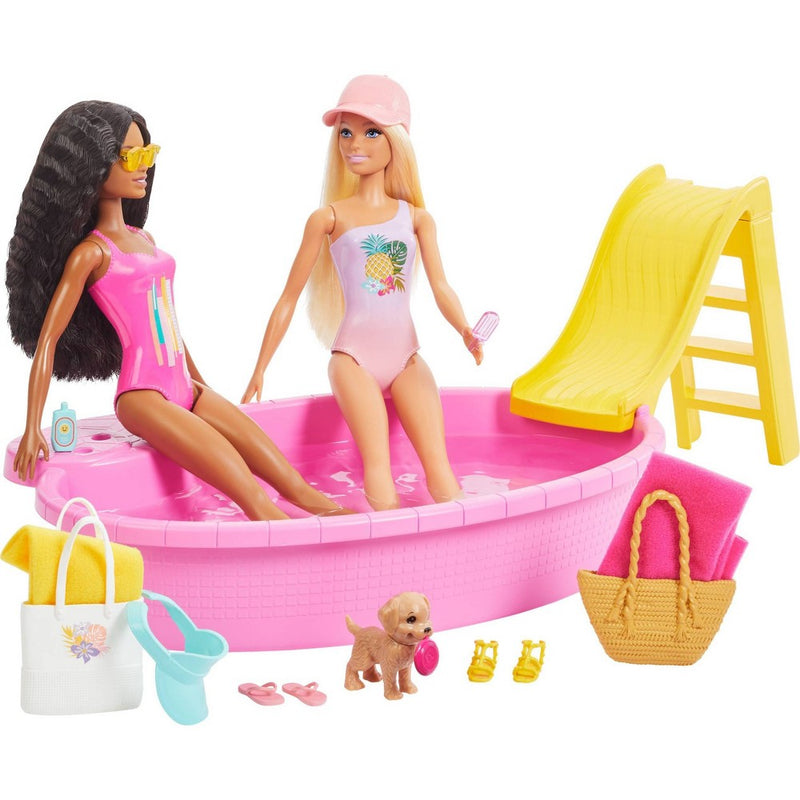 Two Barbie Dolls with Pool, Clothes and Barbie Car (Target Exclusive) (LOCAL PICKUP ONLY)