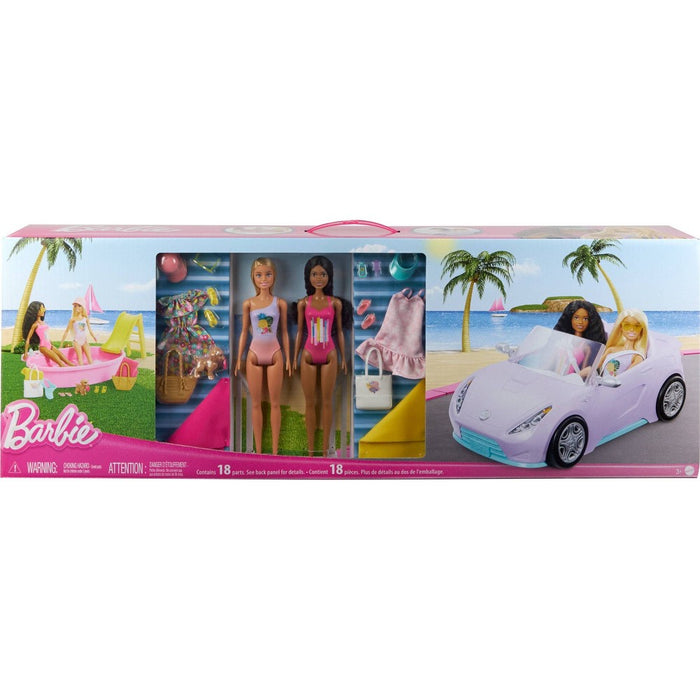 Two Barbie Dolls with Pool, Clothes and Barbie Car (Target Exclusive)