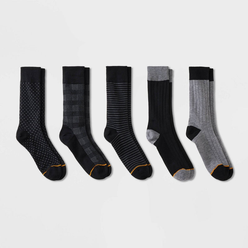 Signature Gold by GOLDTOE Men's Classic Crew Socks 5pk - Black 6-12.5