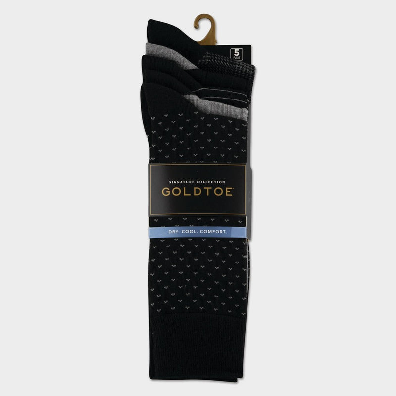 Signature Gold by GOLDTOE Men's Classic Crew Socks 5pk - Black 6-12.5