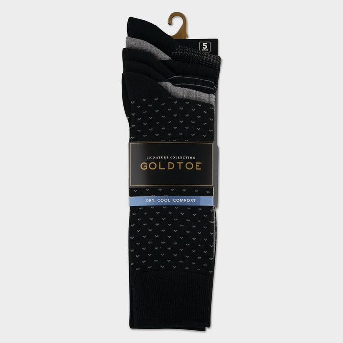 Signature Gold by GOLDTOE Men's Classic Crew Socks 5pk - Black 6-12.5