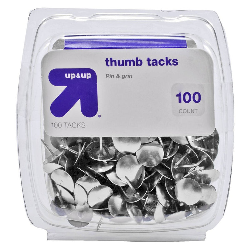 100ct Thumb Tacks Silver - up & up