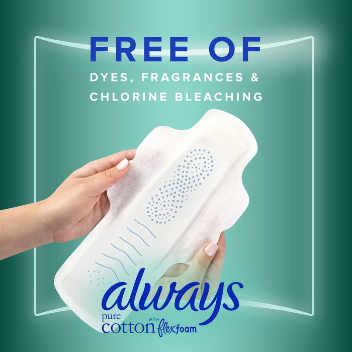 Always Pure Cotton Overnight Pads with Wings - Size 4 - 28ct