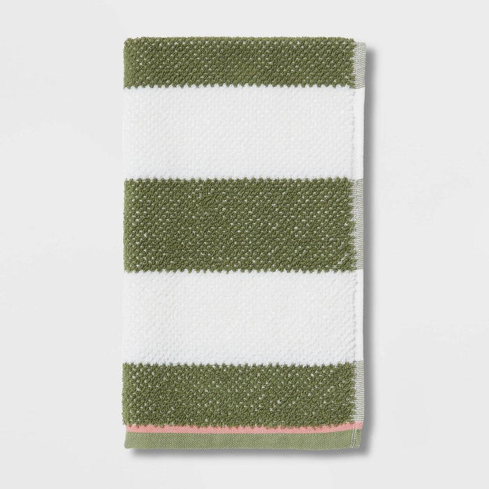 15"x26" Striped Kids' Hand Towel Green with SILVADUR Antimicrobial Technology Green - Pillowfort