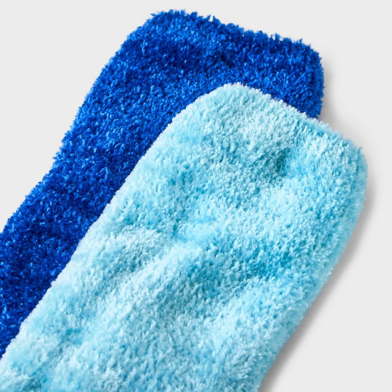 Women's 2pk Fluffy Chenille Socks - A New Day Blue 4-10