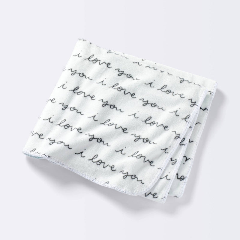 Plush Baby Blanket - I Love You Script - Cloud Island