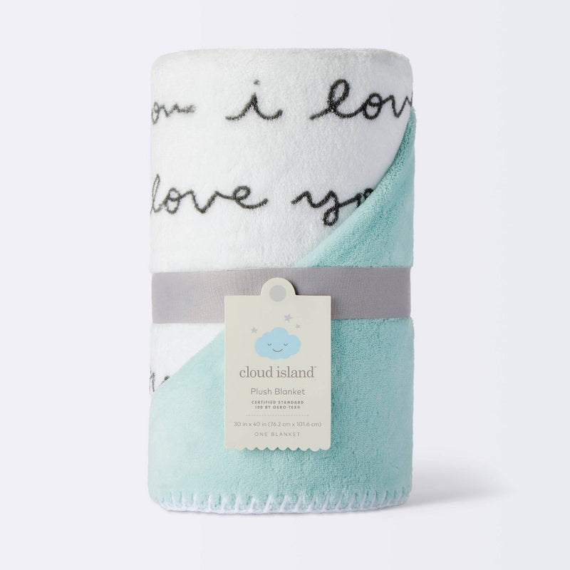 Plush Baby Blanket - I Love You Script - Cloud Island