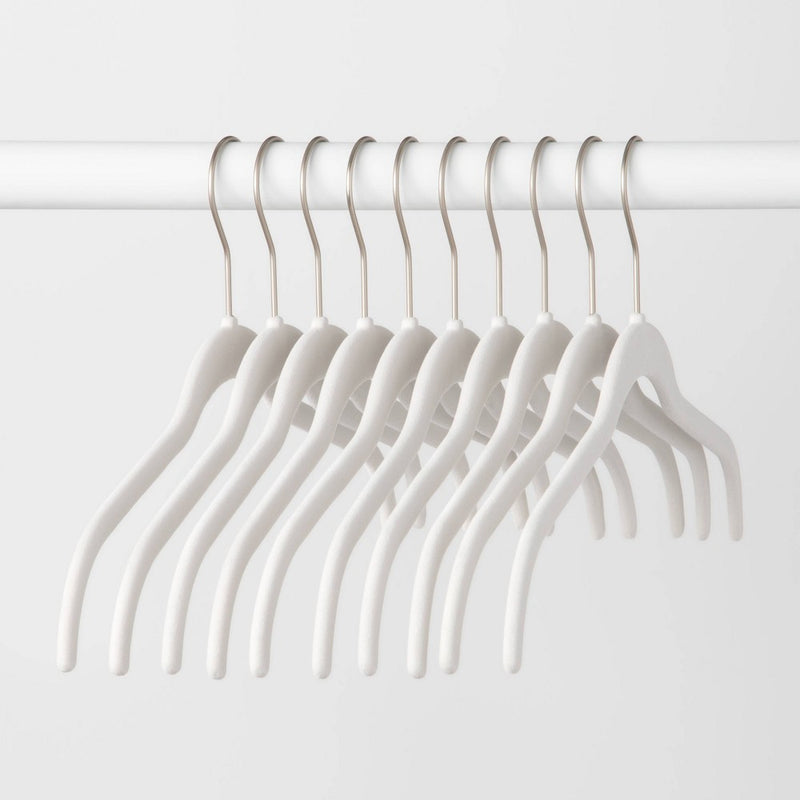 10pk Shirt Flocked Hangers White - Brightroom