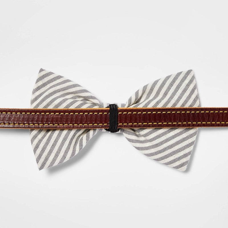 Stripe Dog Bowtie - Gray - Boots & Barkley