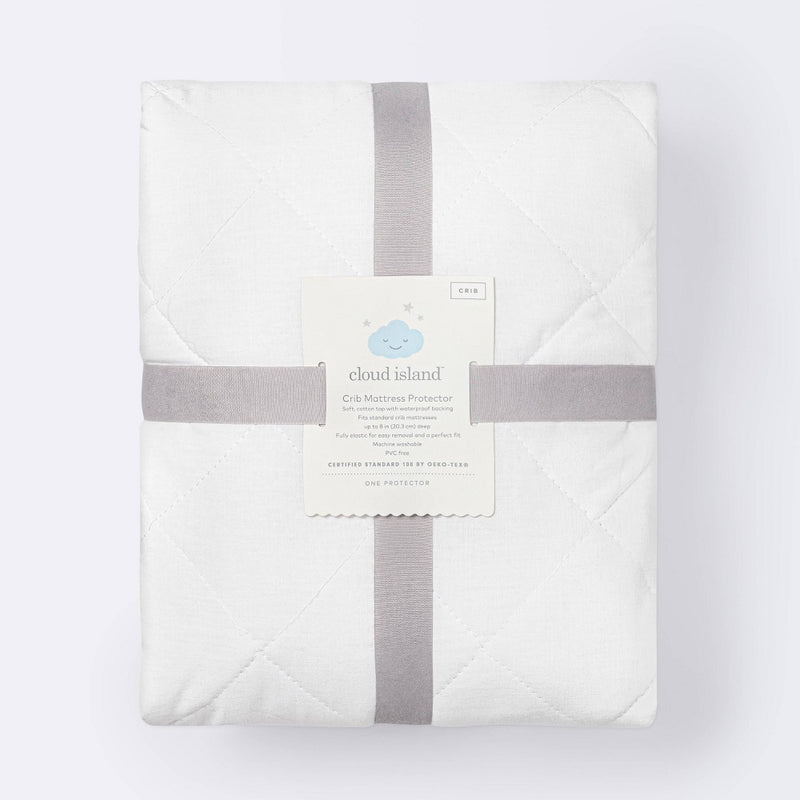 Waterproof Fitted Crib and Toddler Mattress Pad Cover - Cloud Island White