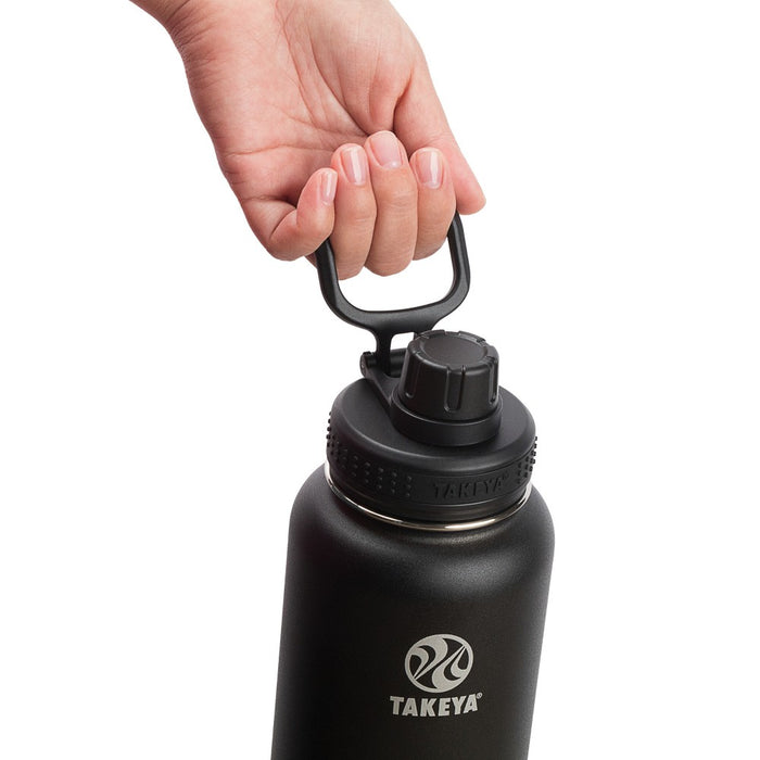 Takeya 40oz Actives Insulated Stainless Steel Water Bottle with Spout Lid - Black