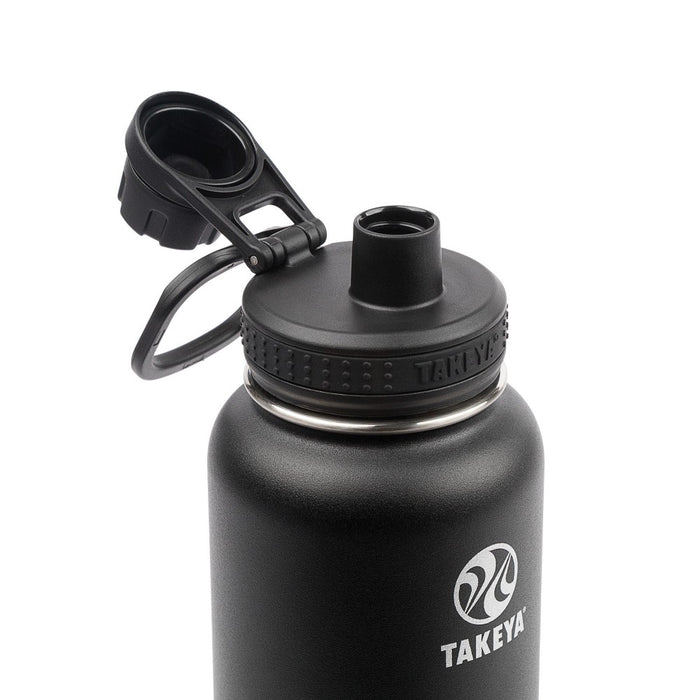 Takeya 40oz Actives Insulated Stainless Steel Water Bottle with Spout Lid - Black