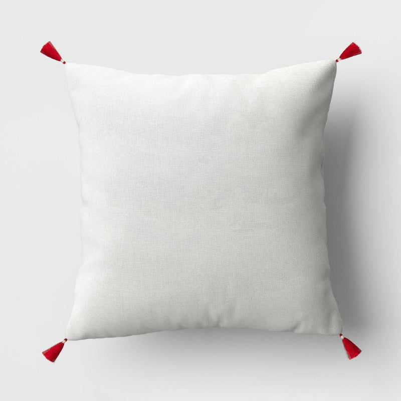 Applique Star with Corner Tassels Square Throw Pillow Ivory/Blue - Threshold