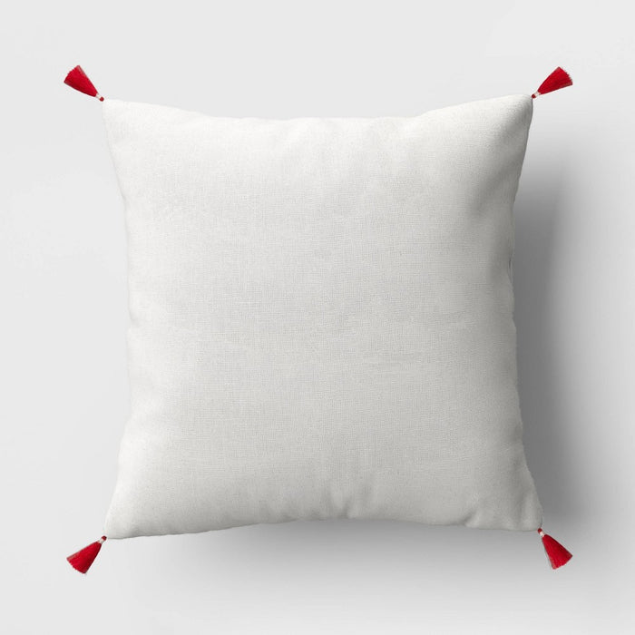 Applique Star with Corner Tassels Square Throw Pillow Ivory/Blue - Threshold