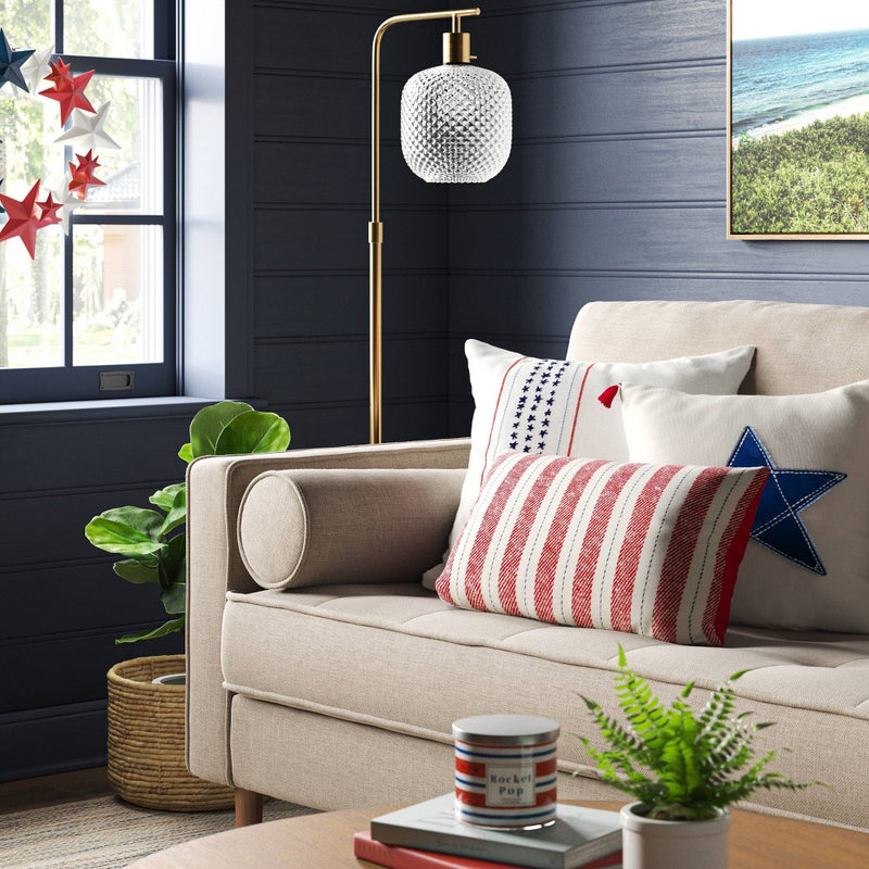 Applique Star with Corner Tassels Square Throw Pillow Ivory/Blue - Threshold