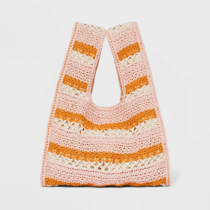 Striped Crochet Tote Handbag - Wild Fable