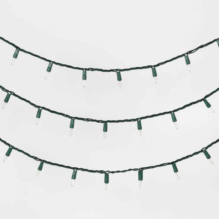 50ct Incandescent Mini Christmas String Lights Clear with Green Wire - Wondershop