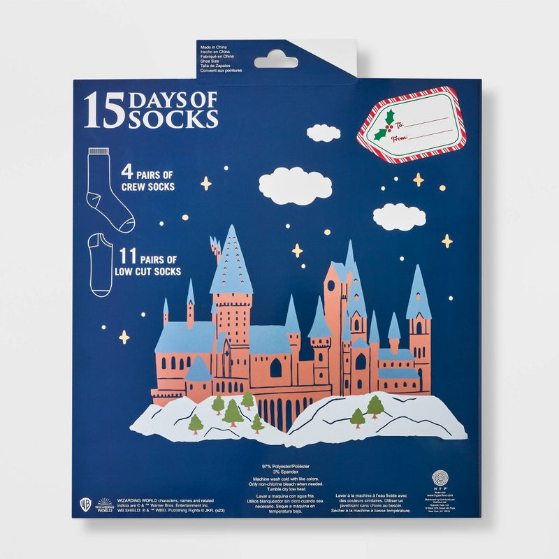 Women's Harry Potter Hogwarts Express 15 Days of Socks Advent Calendar - Assorted Colors 4-10