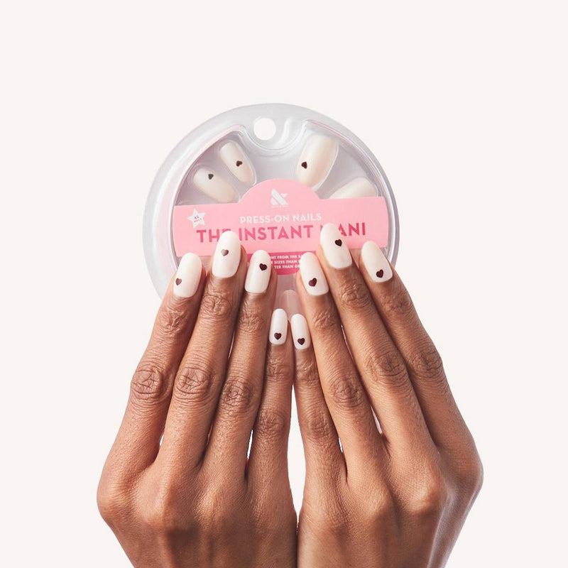 Olive & June Press On Fake Nails - Oval Medium Vampy Heart - 42ct