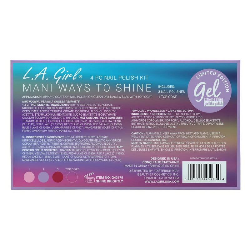 L.A. Girl Gel Like Nail Polish Gift Set - Ways to Shine - 4pc