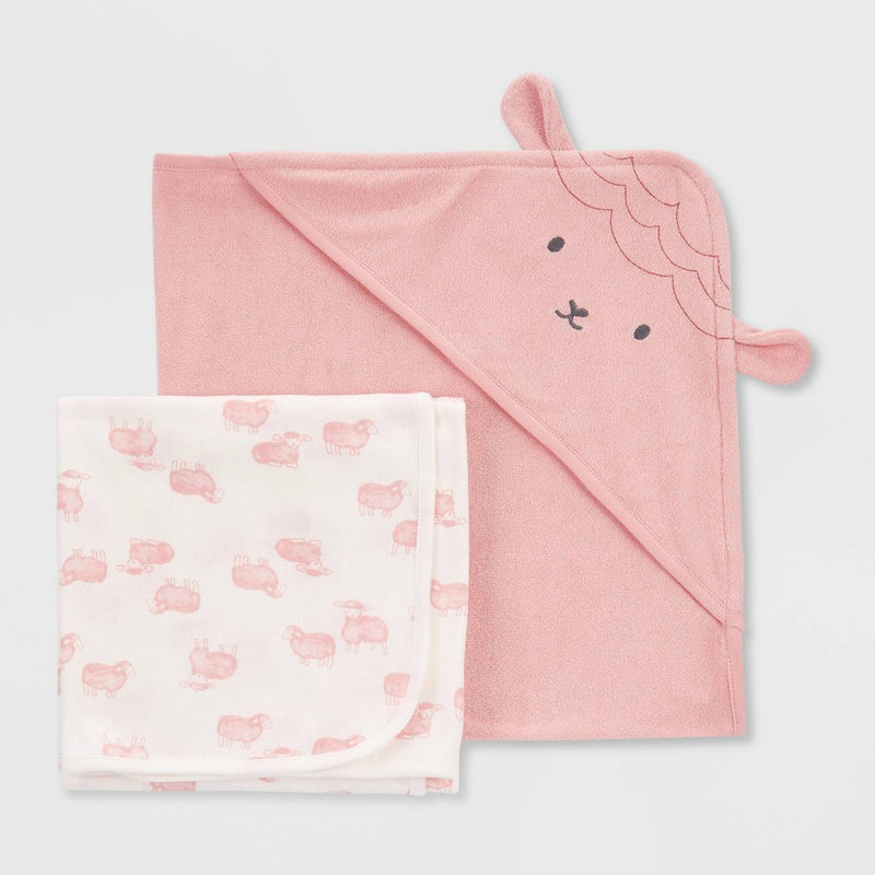 Carter's Just One You Baby Girls' Sheep Hooded Bath Towel - Pink