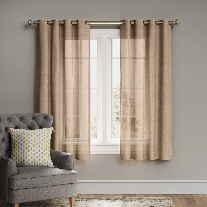 1pc 54"x84" Light Filtering Textured Weave Window Curtain Panel Brown - Threshold
