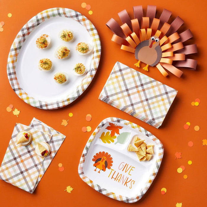 20ct Thanksgiving Plaid Guest Towel - Spritz