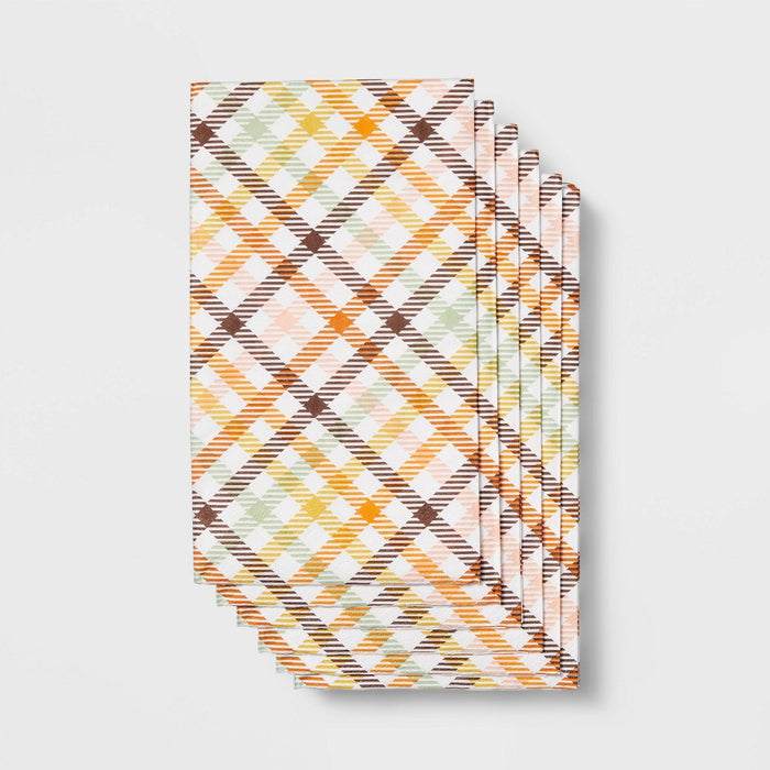 20ct Thanksgiving Plaid Guest Towel - Spritz