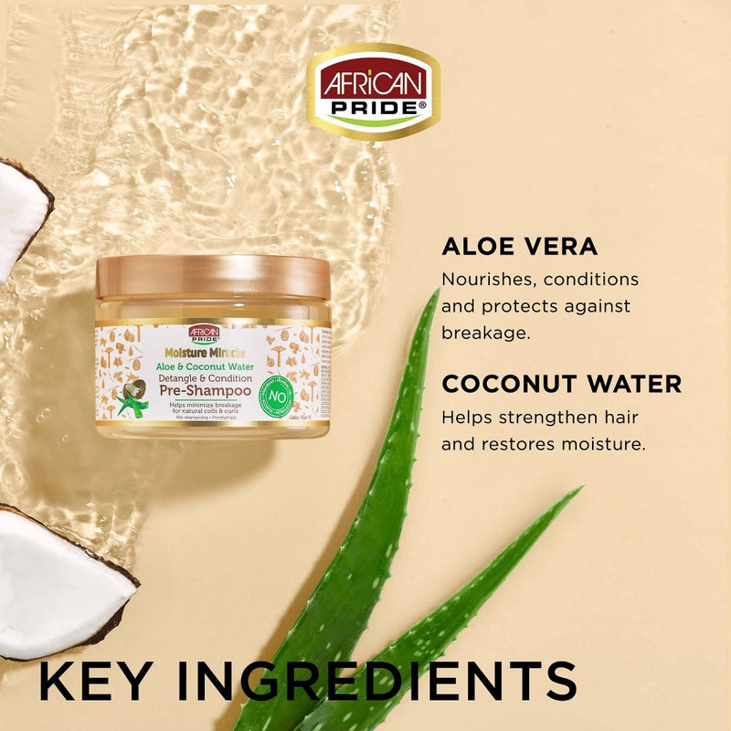 African Pride Moisture Miracle Aloe and Coconut Water Detangle and Condition Pre-Shampoo - 12 fl oz