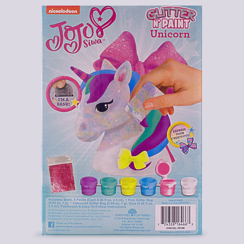 JoJo Siwa Glitter N' Paint Unicorn Coin Bank - Peachtree Playthings