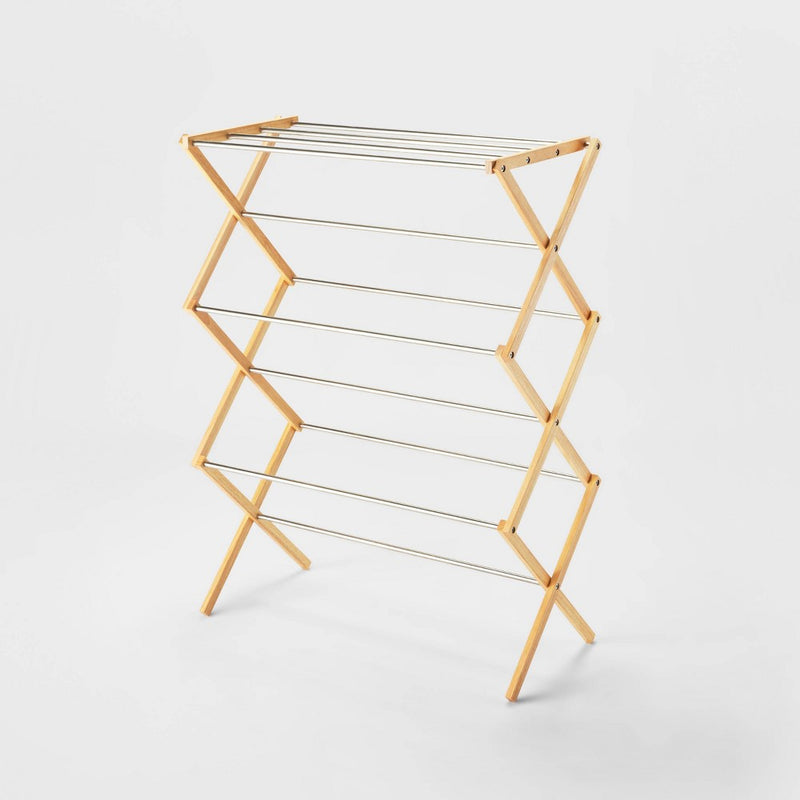 Rubber Wood and Stainless Steel Drying Rack - Brightroom (LOCAL PICKUP ONLY)