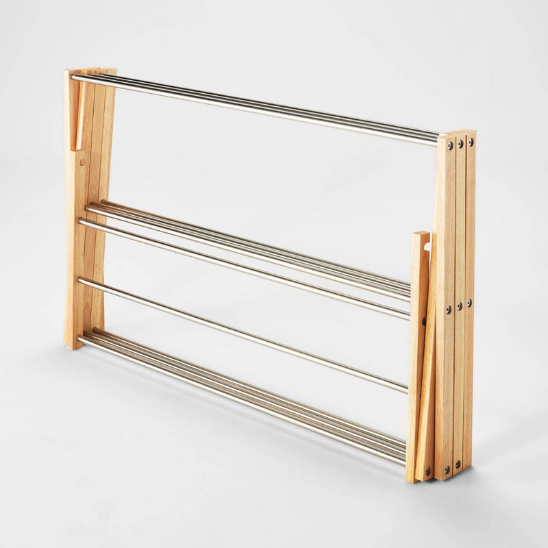 Rubber Wood and Stainless Steel Drying Rack - Brightroom (LOCAL PICKUP ONLY)