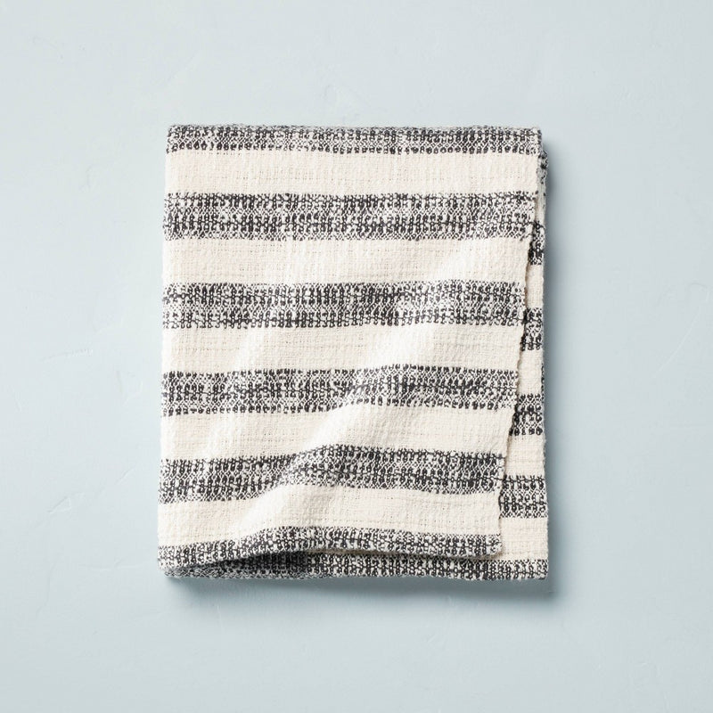 Contrast Edge Stripe Throw Blanket Railroad Gray/Cream - Hearth & Hand with Magnolia