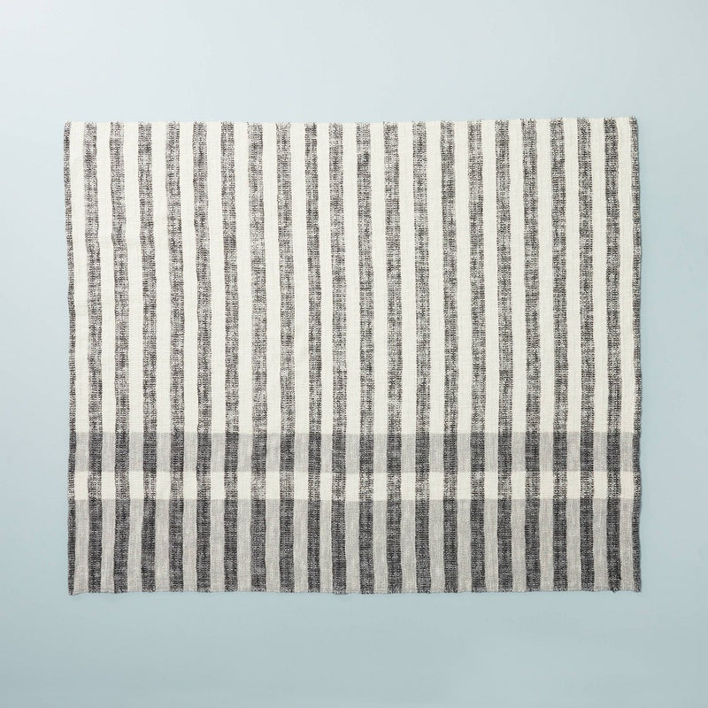 Contrast Edge Stripe Throw Blanket Railroad Gray/Cream - Hearth & Hand with Magnolia