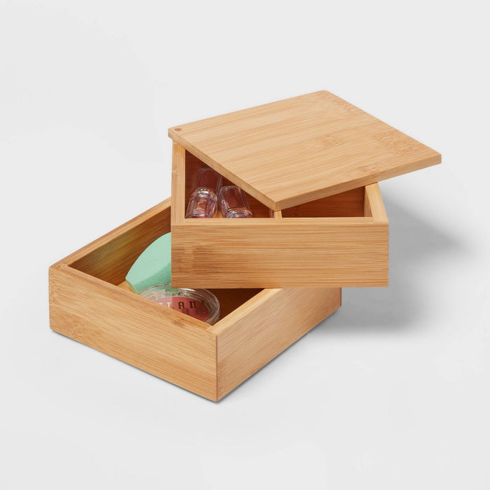 6" x 6" x 4" Square Swivel Hinge Bamboo Countertop Organizer - Brightroom