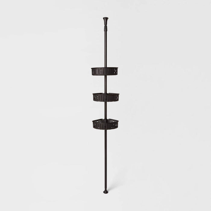 Steel Corner Tension Pole Caddy Matte Black - Room Essentials (LOCAL PICKUP ONLY)