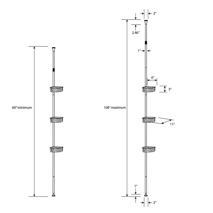 Steel Corner Tension Pole Caddy Matte Black - Room Essentials (LOCAL PICKUP ONLY)