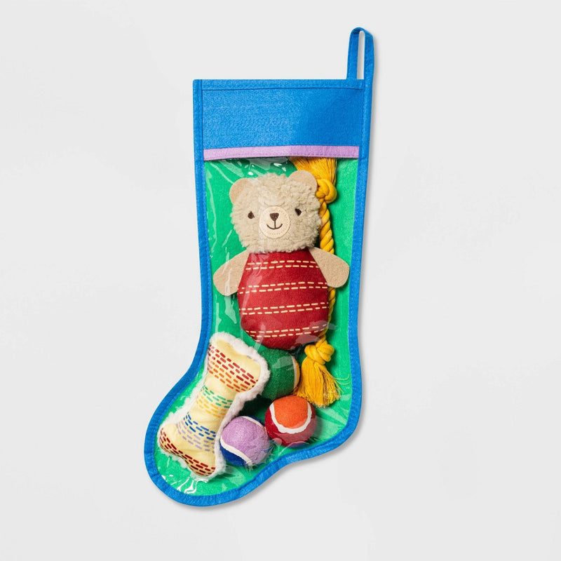 Dog Toy Stocking - Blue - XS/S - 6pk - Boots & Barkley
