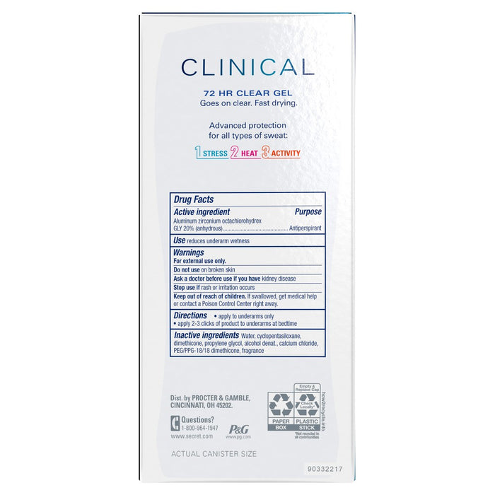 Secret Clinical Strength Clear Gel Antiperspirant and Deodorant for Women - Clean Lavender - 2.6oz
