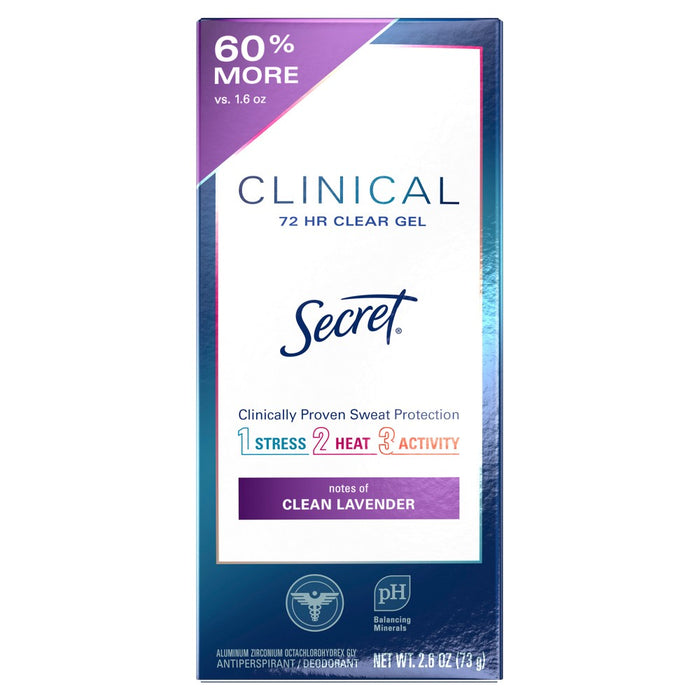 Secret Clinical Strength Clear Gel Antiperspirant and Deodorant for Women - Clean Lavender - 2.6oz