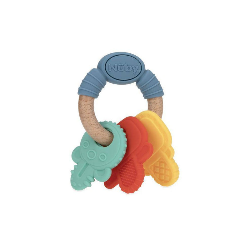 Nuby Silicone and Wood Keys Teerther - Blue