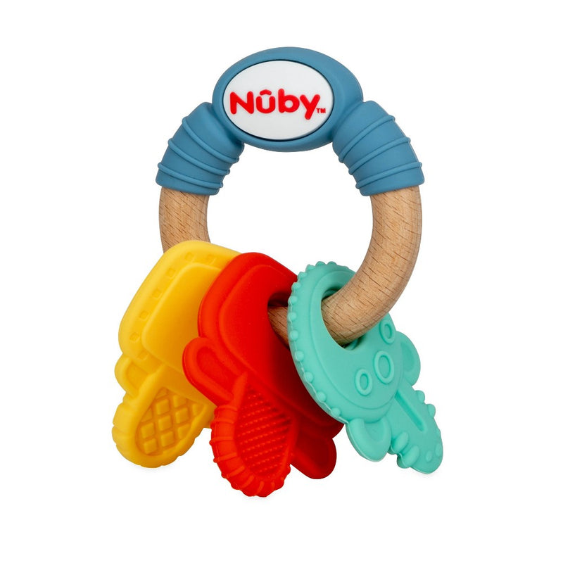 Nuby Silicone and Wood Keys Teerther - Blue