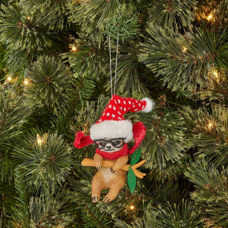 Sloth with Knit Santa Hat Christmas Tree Ornament - Wondershop