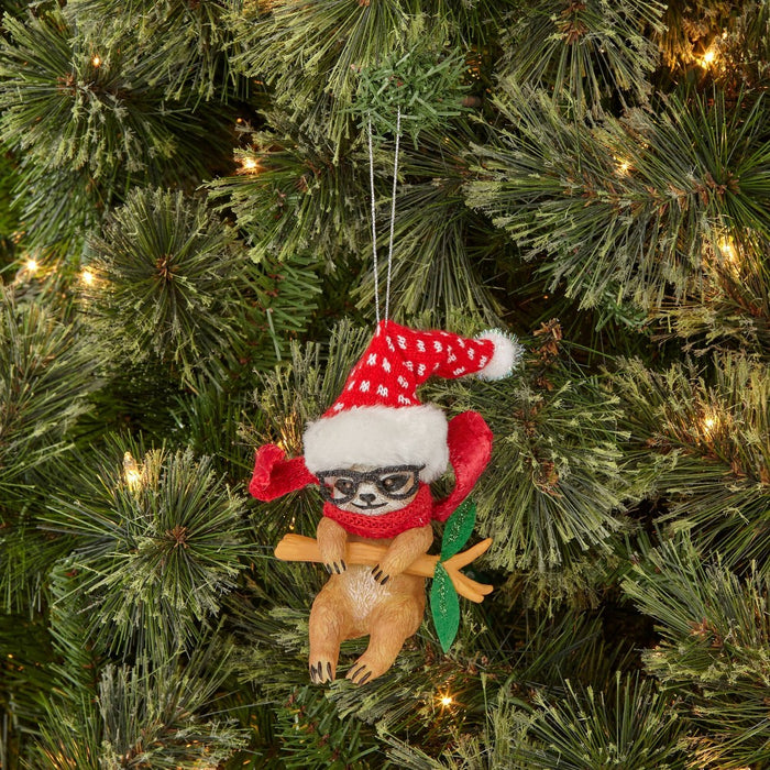 Sloth with Knit Santa Hat Christmas Tree Ornament - Wondershop