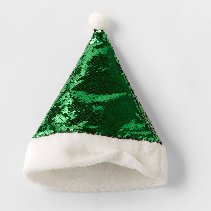 Reversible Sequin Santa Christmas Hat Red/Green - Wondershop