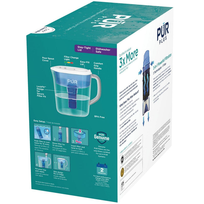 PUR PLUS 11 Cup Water Pitcher Filtration System White/Blue PPT110WA