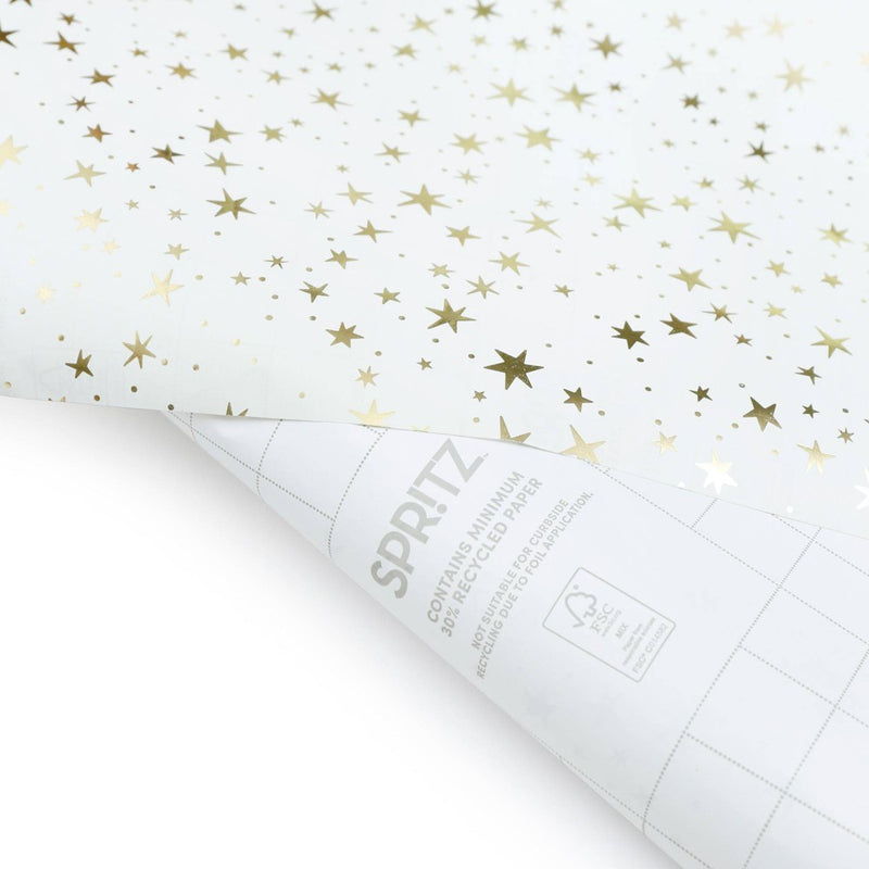Roll Wrap Gold Foil Stars on Cream - Spritz (LOCAL PICKUP ONLY)