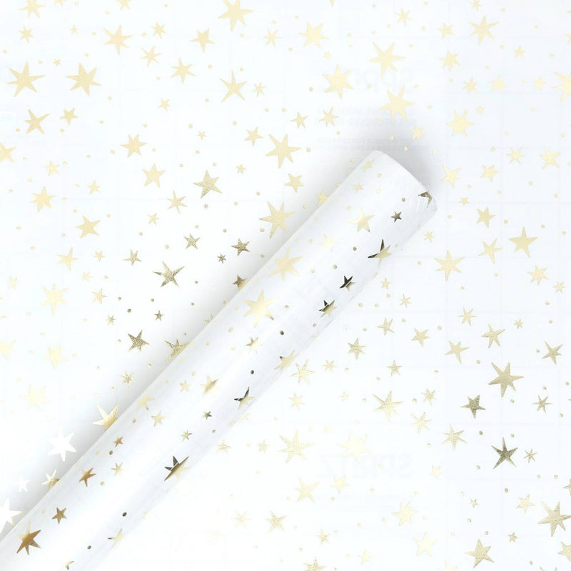 Roll Wrap Gold Foil Stars on Cream - Spritz (LOCAL PICKUP ONLY)