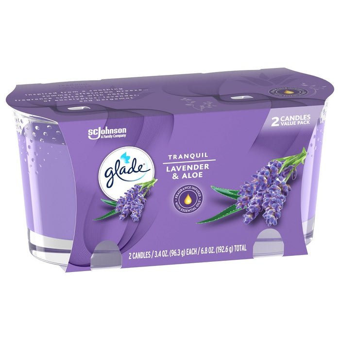 Glade Two Pack Candles Tranquil Lavender & Aloe - 6.8oz/2ct