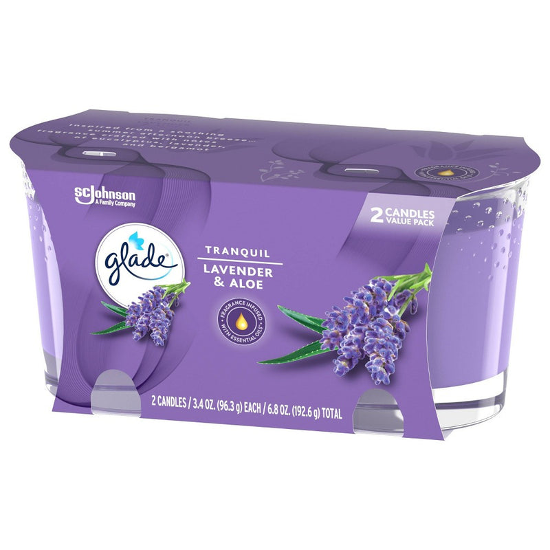 Glade Two Pack Candles Tranquil Lavender & Aloe - 6.8oz/2ct